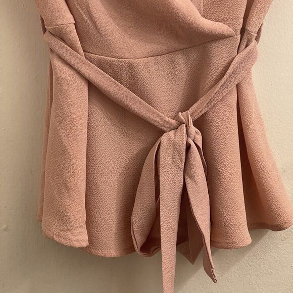 Monteau Womens Surplice Blouse Pink Tied V Neckline Barbie Core Size Small NWT - Picture 6 of 12